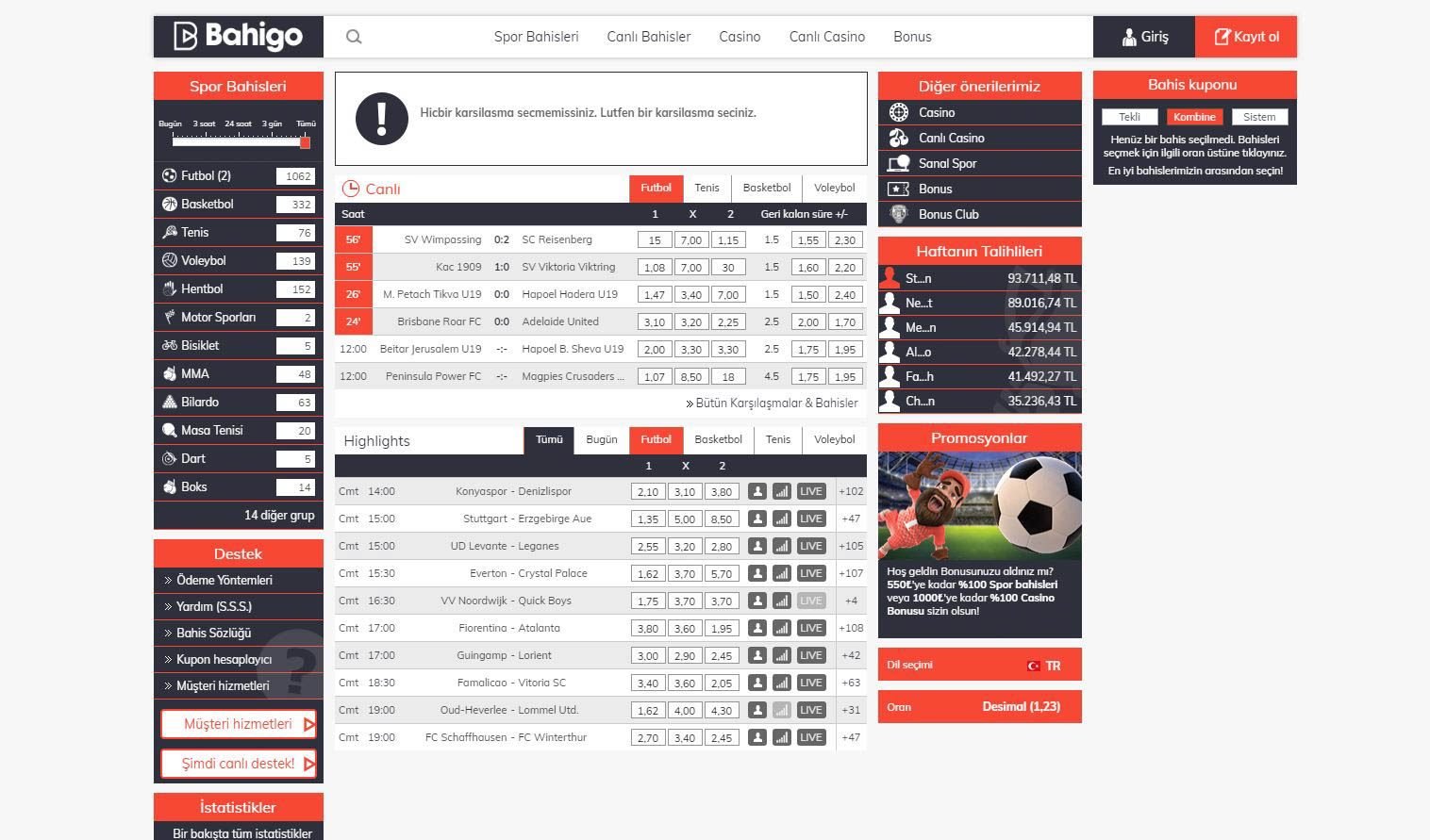 Bahigo Spor Bahisleri